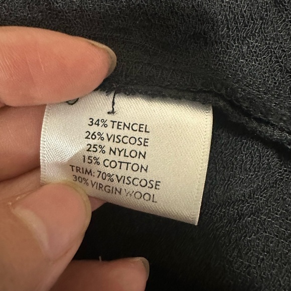 EILEEN FISHER Jacket S Women’s Black Single Button Front Textured Wool Blend - Picture 7 of 12